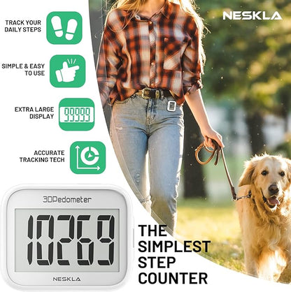 3D Pedometer for Walking, Simple Step Counter with Large Digital Display, Step Tracker with Removable Clip Lanyard, Accurately Track Steps for Men Women Kids Adults Seniors