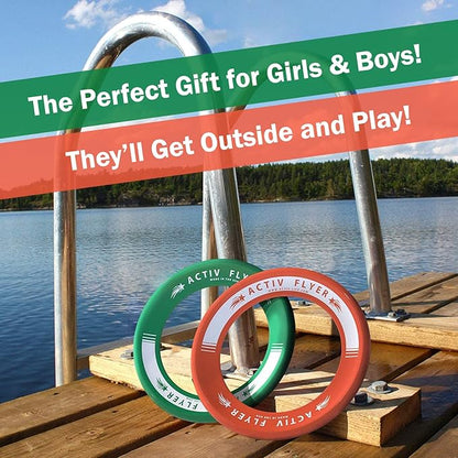 Activ Life Kid’s Flying Rings (2 Pack) They Fly Straight & Don’t Hurt, 80% Lighter Than Standard Rings - Replace Screen Time with Healthy Family Fun - Get Outside & Play