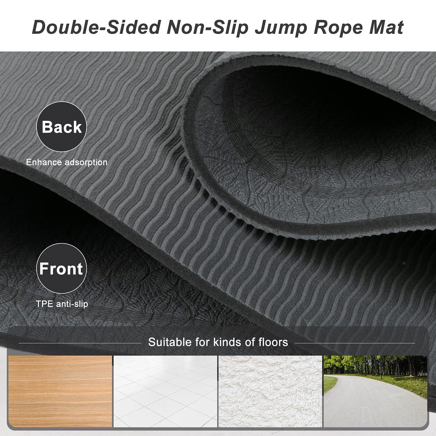 Jump Rope Mat 71"x24" Large Non-Slip Indoor Outdoor Exercise Fitness Mat, High-Density Workout