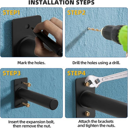Wall Mounted Weight Plate Holder, Weight Rack Storage for 2" Olympic Weight Plate, Max Weight Capacity 330 lb, Best with Black Powder Coated for Garage Home Gym Strength Training