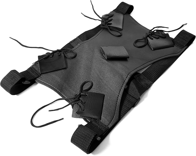 Sword Back Holster Complete with Balaclava. Black Leather Carrying Case, Ninja Hero Sheath-Weapons Holder for Anime or Halloween Costumes and Medieval Warrior Cosplay - Soport para espadas Ninja