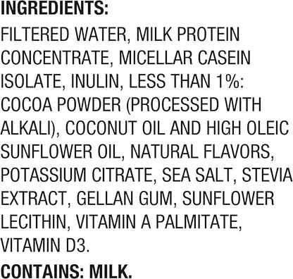 Oikos Protein Shake, Chocolate, 30g High Protein Drinks, Shelf Stable, Ready to Drink, 5g Prebiotic Fiber, 12 fl oz Bottle, 12 Count