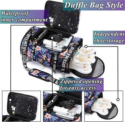 Gym Duffle Bag Backpack with Shoe Compartment,4 ways Travel Backpack for Women and Men,Multi-Functional Weekender bag with Waterproof Layer&Laptop Compartment for Fitness, Travel,Camping