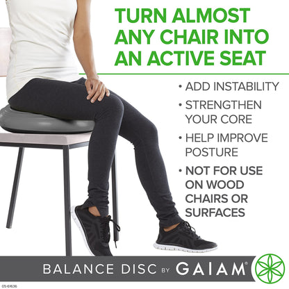 Gaiam Balance Disc Wobble Cushion, 16", Core Stability Seat (Black)