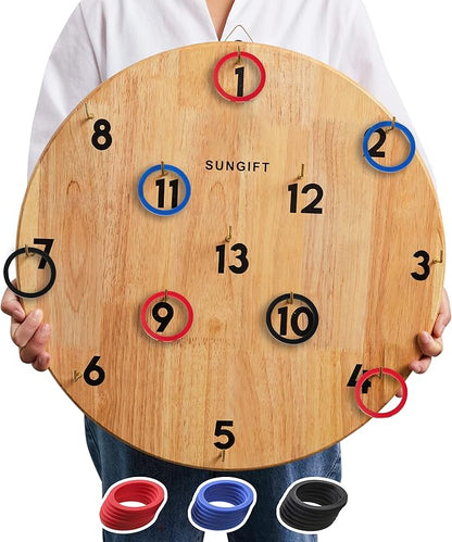 SUNGIFT Hook Ring Toss Game for Adults & Kids - Yard Hooky Ring Tossing Games - Hookie Wall Game Indoor & Outdoor Family Fun - Home, Party, Office, Camping & Backyard Games