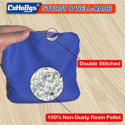 CoHoBgs Corn Hole Bags Set 8, Professional Cornhole Bags Dual-Sided Slick & Stick Resin Filled Suede and Duck Canvas Bean Bag for Cornhole Game Includes Carry Case