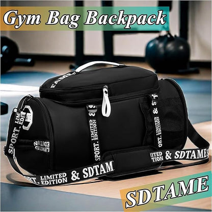 Gym Duffle Bag Backpack with Shoe Compartment,4 ways Travel Backpack for Women and Men,Multi-Functional Weekender bag with Waterproof Layer&Laptop Compartment for Fitness, Travel,Camping