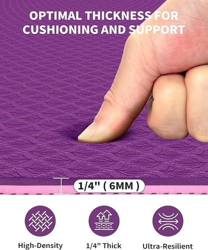 CAMBIVO Large Yoga Mat (6'x 4'), Extra Wide Workout Mat for Men and Women, Yoga Mat Thick 1/3 &1/4 Exercise Mats for Home Workout, Yoga, Pilates (Black,1/4 inch)