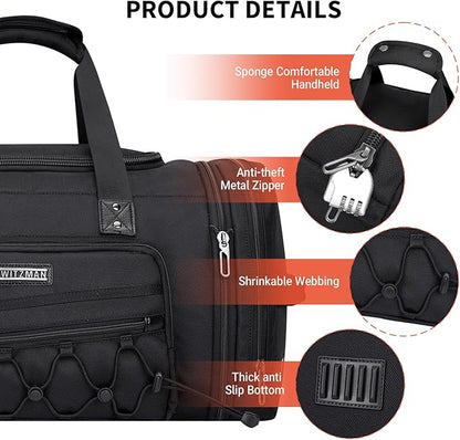 WITZMAN Duffle Bag for Men Nylon Large Gym Weekender Bag with Shoe Compartment Expandable Carry on Overnight Bag(B695 Black)