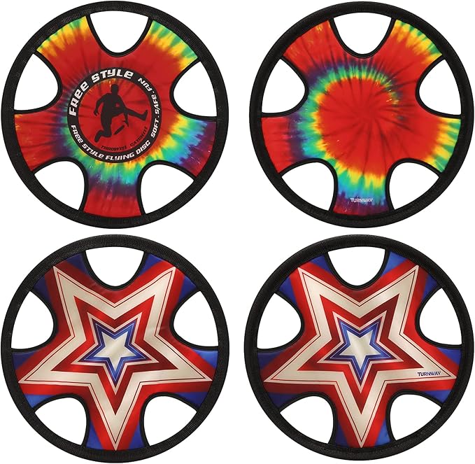 Outdoor Two Soft Frisbee Throwing Disc, Flying Disc, Flying Saucer for Man and Woman in Yard, Beach, Lawn, Camping, Pool (Neon Lamp + Shield)