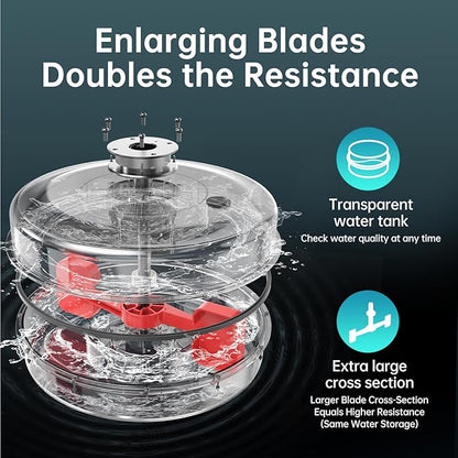 PASYOU Water Rowing Machines for Home Oak Wood Foldable Rower Machine 350LB Weight Capacity, 6 Levels Adjustable Row Machines with Monitor & Device Holder & 14L Tank, Bluetooth with Kinomap APP