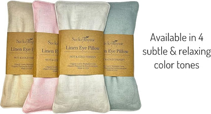 Organic Linen Eye Pillow - Lavender & Flaxseed for Relaxation, Yoga, Stress Relief - Microwavable Heating Pad & Cool Compress - Made in USA - Gifts for Meditation