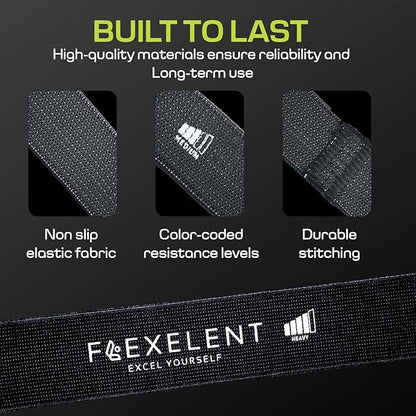 Fabric Resistance Bands for Working Out with 5 Strength Levels - Extra Light to Extra Heavy, Thick Resistance Workout Bands for Legs, Glutes, Hip, Stretching, Strength Training, and Physical Therapy