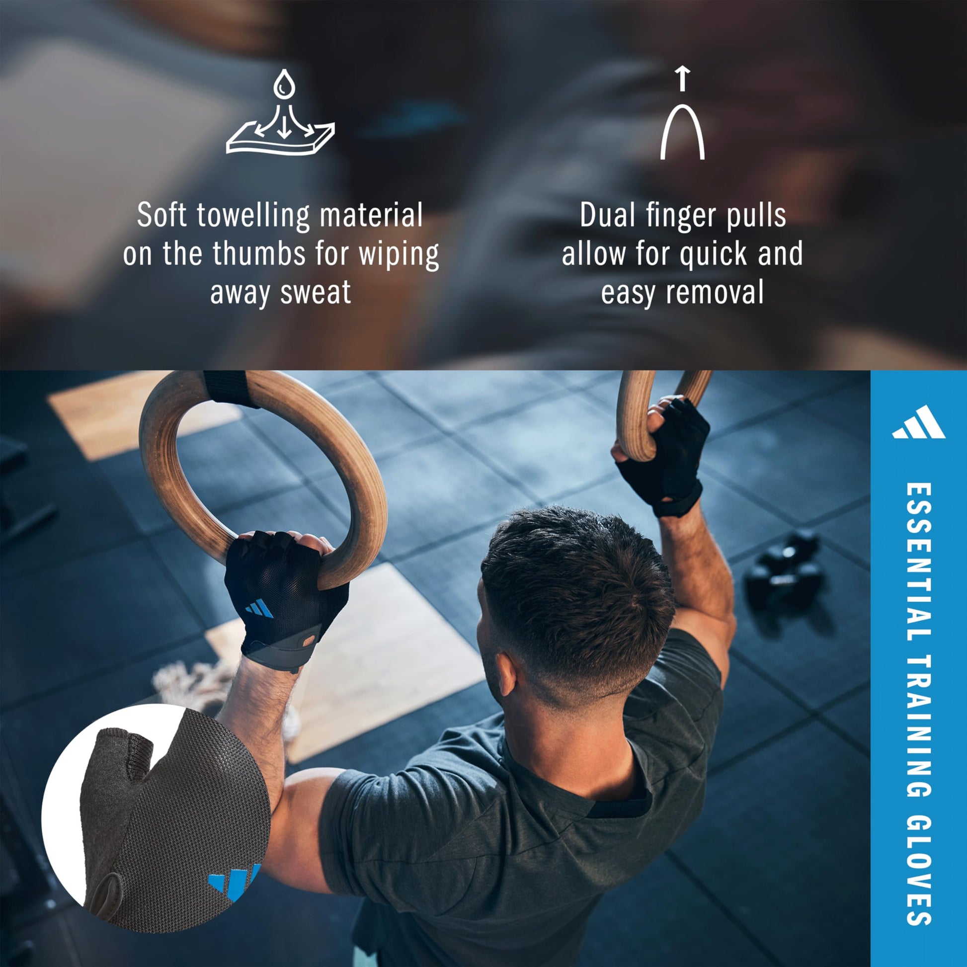 Adidas Essential Training & Weightlifting Gloves, Fingerless Workout Gloves