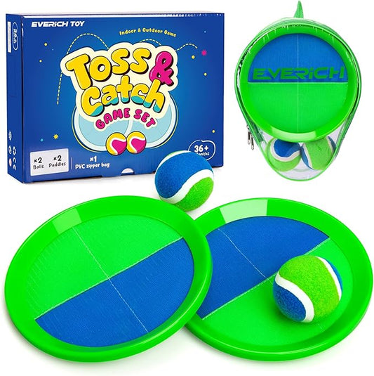EVERICH Upgraded Toss and Catch Ball Game Set - Indoor and Outdoor Games for Kids 3-12, Beach Sand