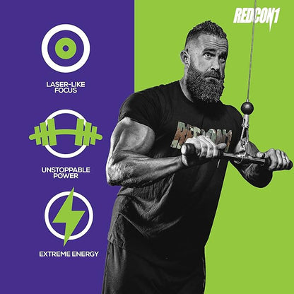 REDCON1 Total War Pre Workout, Sour Gummy Bear - Fast Acting Caffeinated Preworkout for Men + Women with Beta Alanine - Contains Citrulline Malate for Increased Pump, Blood Flow (30 Servings)