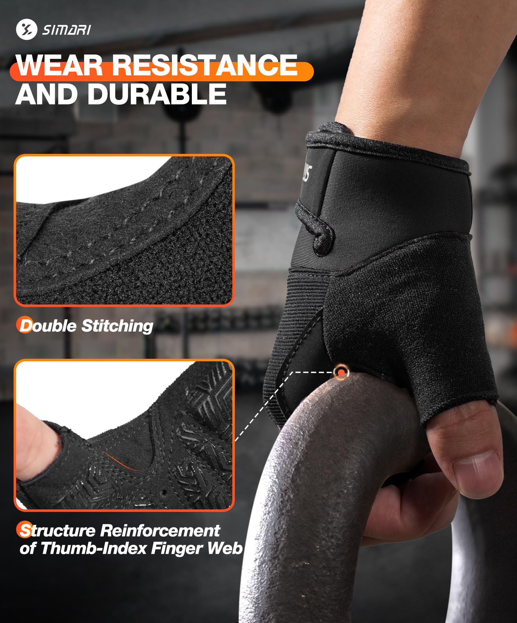 SIMARI Breathable Workout Gloves for Men & Women, Weight Lifting Gloves with Padded, Grip, Full