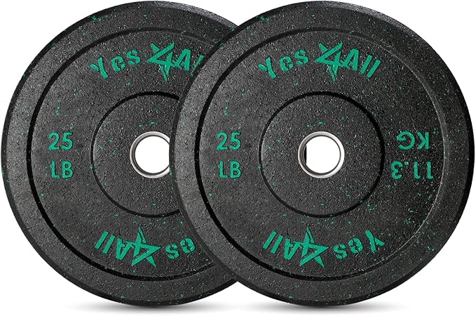 Yes4All 2" Bumper Plate, 10-190 LB Olympic Rubber Weight Plate with Steel Hub for WeightLifting, Strength Training, Home Gym, Less Impact, Absorb Bounce & Shock, Multiple Options