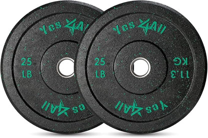 Yes4All 2" Bumper Plate, 10-190 LB Olympic Rubber Weight Plate with Steel Hub for WeightLifting, Strength Training, Home Gym, Less Impact, Absorb Bounce & Shock, Multiple Options