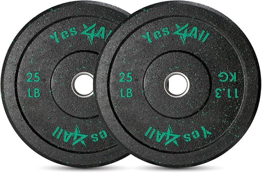 Yes4All 2" Bumper Plate, 10-190 LB Olympic Rubber Weight Plate with Steel Hub for WeightLifting, Strength Training, Home Gym, Less Impact, Absorb Bounce & Shock, Multiple Options