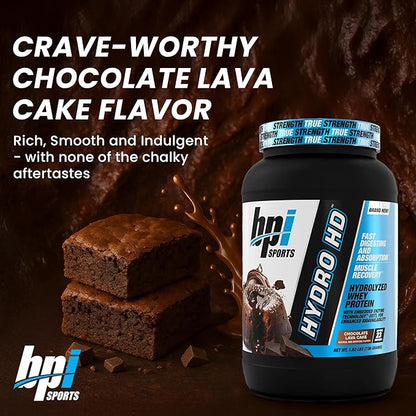 BPI Sports Hydro HD - 100% Hydrolyzed Whey Protein Powder - Muscle Growth, Recovery, 25g of Hydrolyzed Protein, Low Carb, Low Sugar, Fast Absorbing (23 Servings, Chocolate Lava Cake)