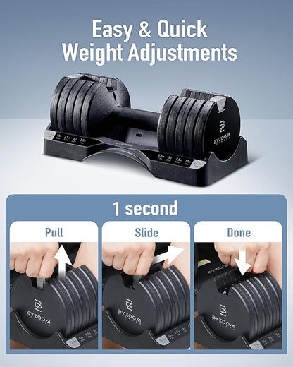 Adjustable Dumbbell – 12.5/25lb Single Unit OR Set of 2 – 5-in-1 Adjustable Weight for Home Gym, Strength Training & Fitness Workouts, White OR Black
