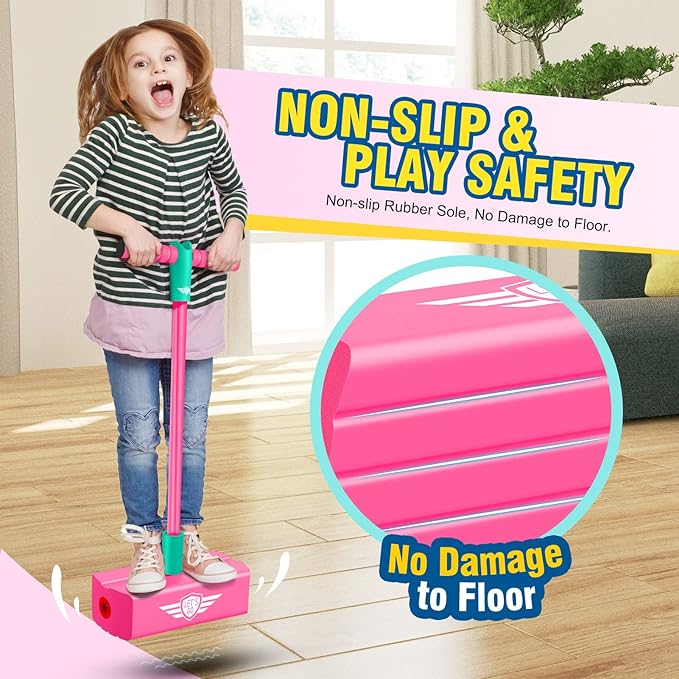 CUUGO LET'S GO! CG Jumping Promotes Growing Taller- Pogo Stick Foam Pogo Jumper for Kids, Toys for 3-12 Year Old Boys Girls Outdoor Toys Indoor Toys Fun Gifts Christmas Stocking Stuffers Gifts