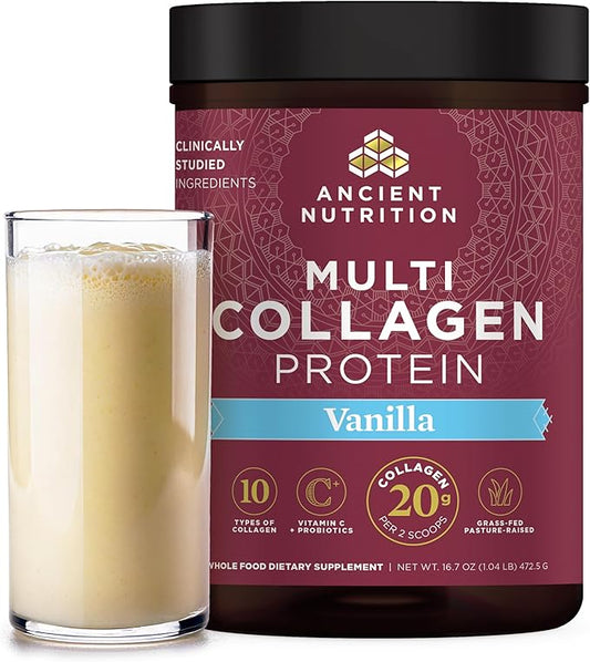 Collagen Powder Protein by Ancient Nutrition, Multi Collagen Vanilla Protein Powder, 45 Servings