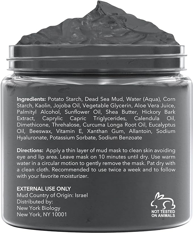 New York Biology Dead Sea Mud Mask for Face and Body | with Eucalyptus | Spa Quality Pore Refiner for Oily Skin | Natural Skincare for Women & Men | Tighten Skin for A Healthier Complexion | 8.8 oz
