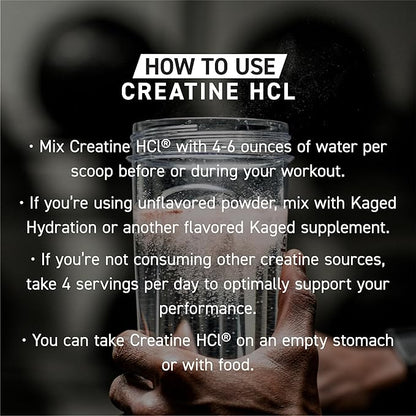 Kaged Creatine HCl Powder | Lemon Lime | Muscle Building & Recovery | Patented Creatine Hydrochloride Formula | Vegan, Gluten Free, Easily Digestible | Supplements for Men & Women | 75 Servings