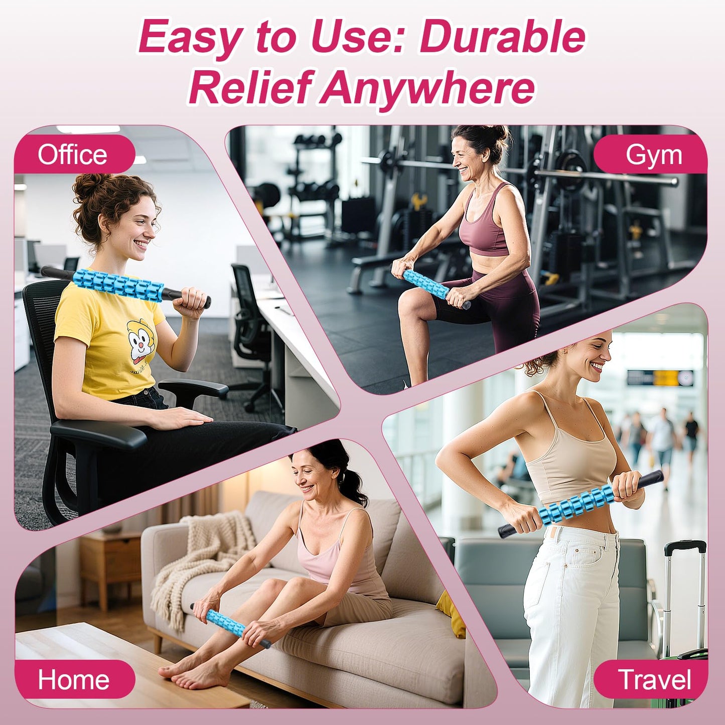 ZanLLW Massage Roller, Muscle Roller Stick, Therapy Roller Stick for Legs, Calf, Thigh, Lipo Roller