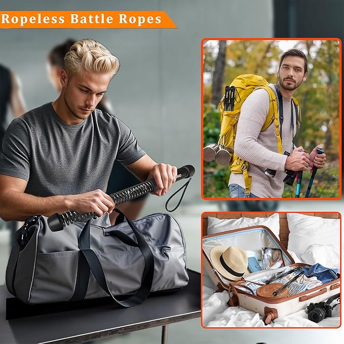 Ropeless Battle Ropes for Home Gym-Cordless Training Rope Fitness Equipment for Men & Women,Weighted Workout Ropes for HIIT,Versatile Exercise Equipment for Home and Travel Exercise