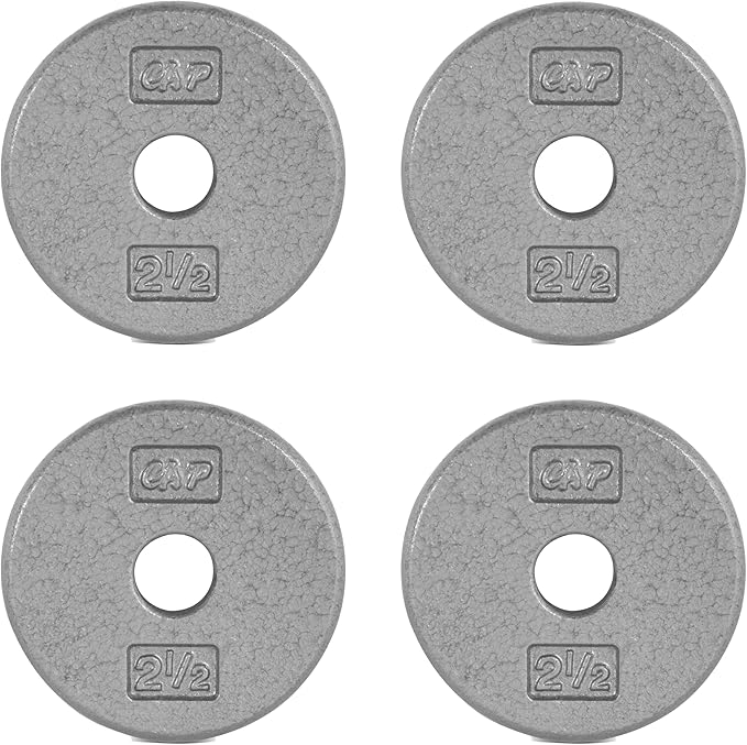 CAP Barbell Standard 1-Inch Cast Iron Weight Plates - Singles & Sets | 1.25-50 lbs | Multiple Options