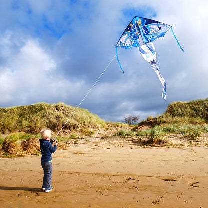 Delta Kite for Kids & Adults - Easy to Fly Large Single Line Beach Kite with 300ft String Handle Included, Perfect for Beginners, Teens