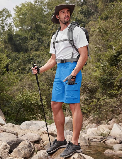 CRYSULLY Men's Hiking Cargo Shorts Outdoor Summer Lightweight Quick Dry Work Casual Shorts with 5 Zipper Pockets