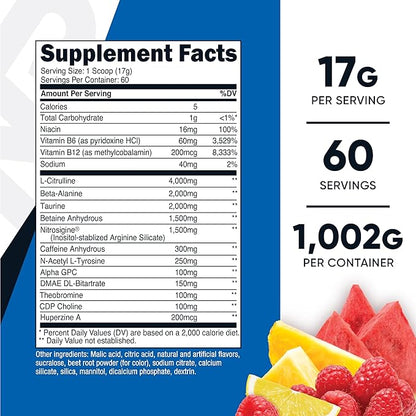 Nutricost Pre-X Xtreme Pre-Workout Complex Powder, Fruit Punch, 60 Servings, Vegetarian, Non-GMO and Gluten Free