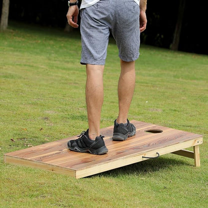 Solid Wood Premium Cornhole Game Set, Bean Bag Toss Game for Tailgate, Outdoor, Backyard - Professional Portable Cornhole Boards & Set of 8 Cornhole Bean Bags (Junior, Tailgate, Regulation Size)