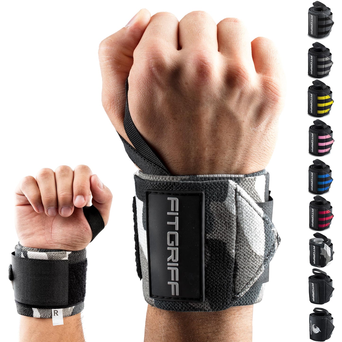 Fitgriff® Wrist Wraps for Weightlifting (18") Heavy-Duty Support for Gym, Bench Press, and Pushups