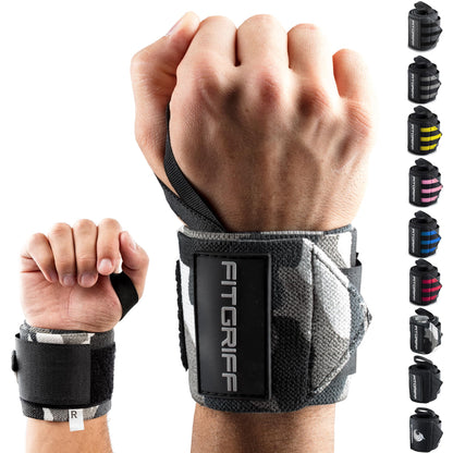 Fitgriff® Wrist Wraps for Weightlifting (18") Heavy-Duty Support for Gym, Bench Press, and Pushups