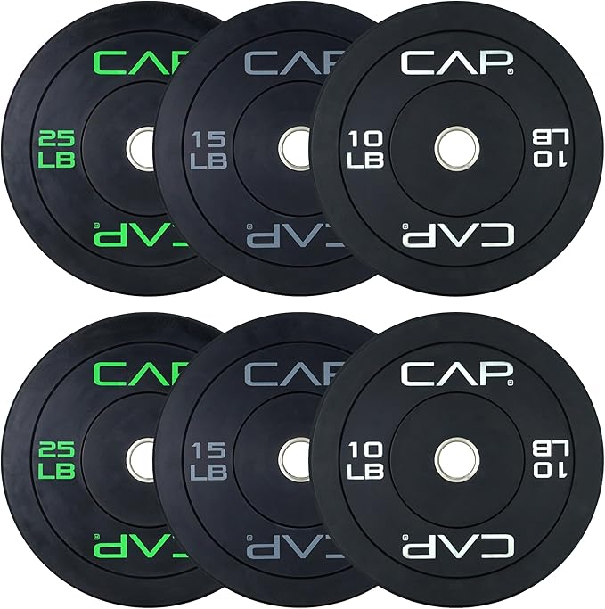 CAP Barbell 2-Inch Olympic Bumper Plate Weight Set | 100-370 lbs | Multiple Options