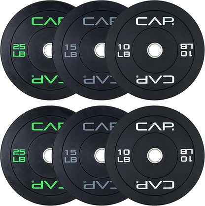 CAP Barbell 2-Inch Olympic Bumper Plate Weight Set | 100-370 lbs | Multiple Options