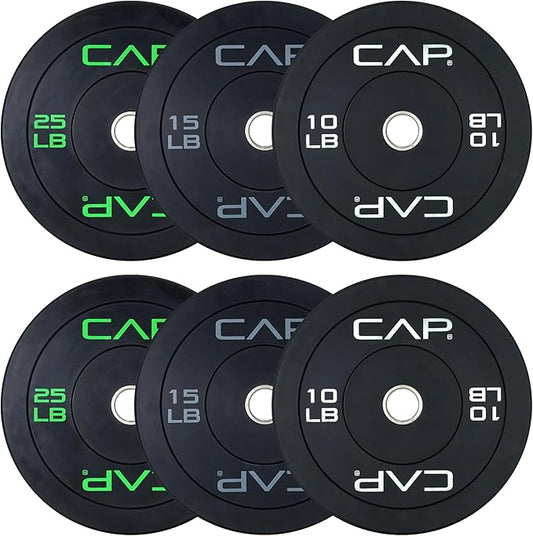 CAP Barbell 2-Inch Olympic Bumper Plate Weight Set | 100-370 lbs | Multiple Options