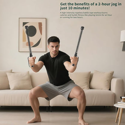 2PCS Ropeless Battle Rope – Portable Workout Ropes for Home Gym with Non-Slip Gloves, Low-Impact HIIT and Strength Workouts, Fitness Equipment for Full-Body Exercise,Men Women