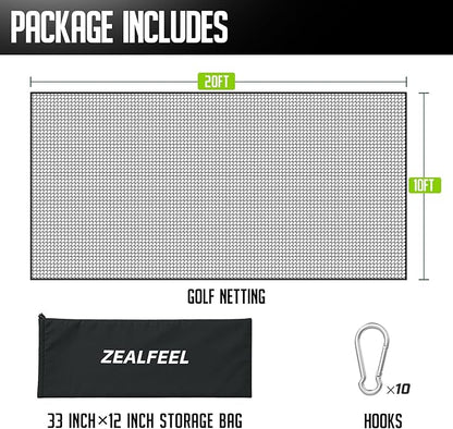 Golf Net, 10x20ft Golf Practice Net with Carry Bag, Double Finished Seam, Durable and Portable, Hitting Net for Backyard, Multiple Sports Net Barrier Net Indoor Outdoor Use