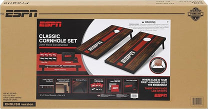 ESPN Cornhole Board Set Includes Bean Bags and Travel Case, Ideal for Kids Games, Family Games, and Outdoor Games