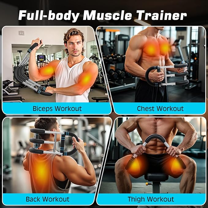 MoKo Twister Arm Trainer, Arm Exerciser Adjustable Resistance Levels from 60-170 lbs, Chest Workout Equipment for Enhancing Upper Body Muscle, Arm Strength Trainer with Jump Rope & Wrist Guards