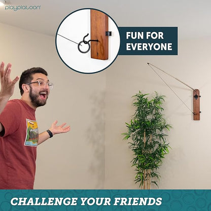 Play Platoon Hook and Ring Toss Bar Game for Adults - Wood Toss Ring Game for Adults - Perfect Home, Basements, & Bar Gifts