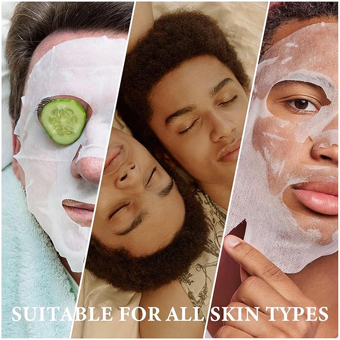 10PCS Face Sheet Mask Skin Care Set for Men,Moisturizing Sheet Facial Masks,Long-lasting Oil Controlling Facemask Skincare,Non-greasy and Hydrating Face Masks Skincare Set for All Skin Types