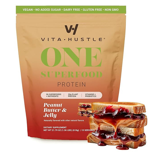 VitaHustle ONE Meal Replacement Shake - Plant Based Protein Powder by Kevin Hart - Vegan, Meal