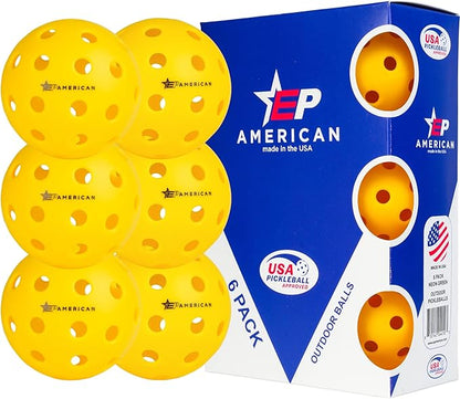 EP American Outdoor Pickleballs USAPA Approved | Made in USA with Durable Design | Tournament-Ready, High Performance | 40 Precision Holes for Balanced Flight, Consistent Spin